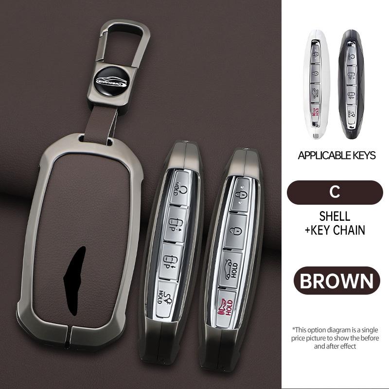 Interior Mouldings Car Key Cover Remote Case For Hyundai Genesis G80 2023 2024 2025 G70 G90 G90RS4 GV60 GV80 Zinc Alloy Keychain