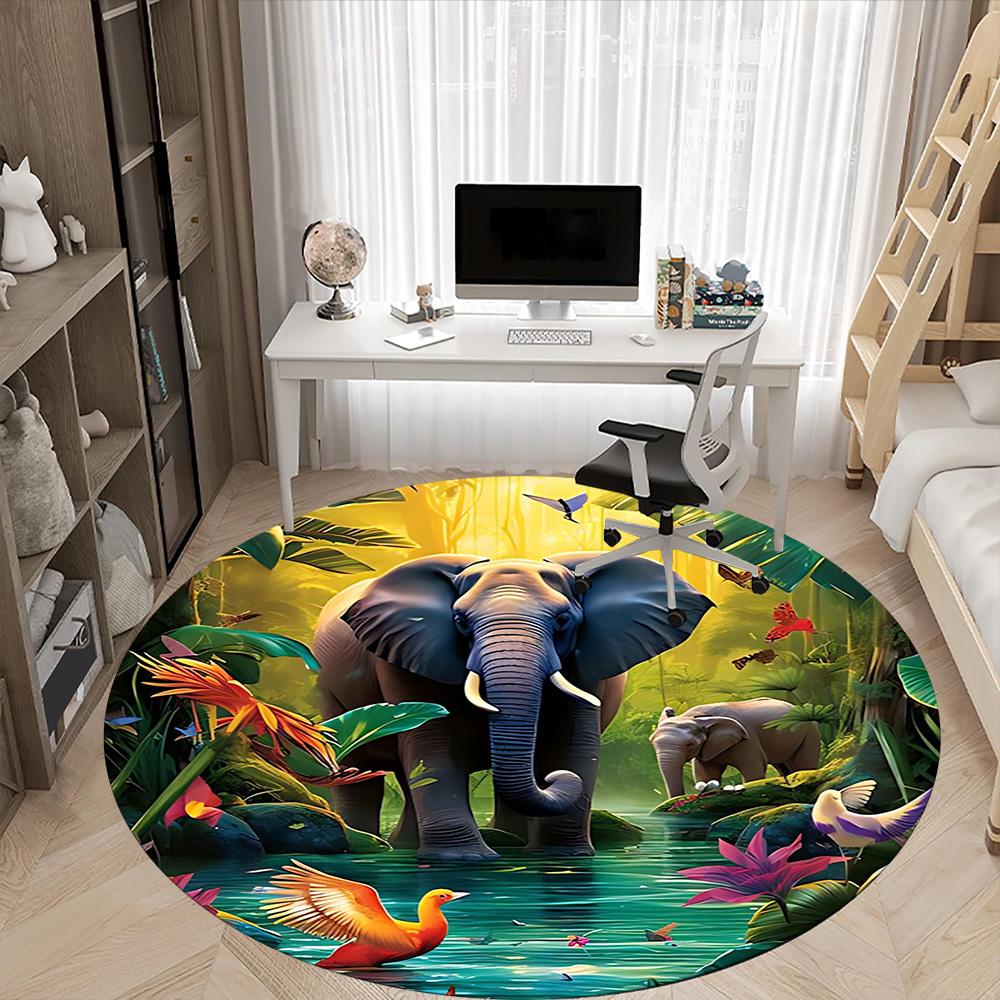 1pc Jungle Safari Print Chair Carpet for Office Non-Slip, Rug for Office, Room, Good Gift for Family or Friends,  yy251226154