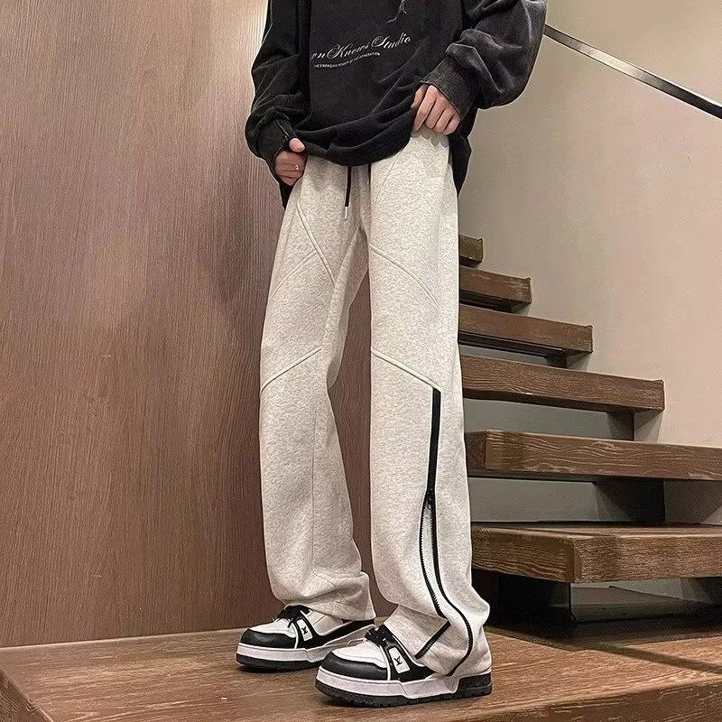 Men's Spring Autumn Japanese Retro Trendy Brand Straight Sports Sweatpants Niche Loose Wide-leg Casual Trousers