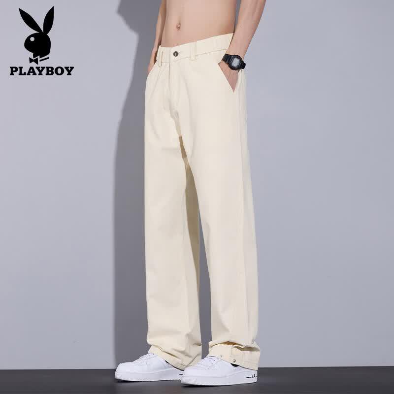 PLAYBOY Men's Cotton Loose Straight-Leg Casual Pants