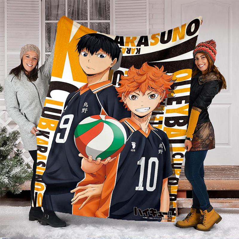 Haikyu Theme Printed Blanket - Perfect for Couch, Bed, Travel & Outdoor Use | Machine Washable, Cozy & Durable.