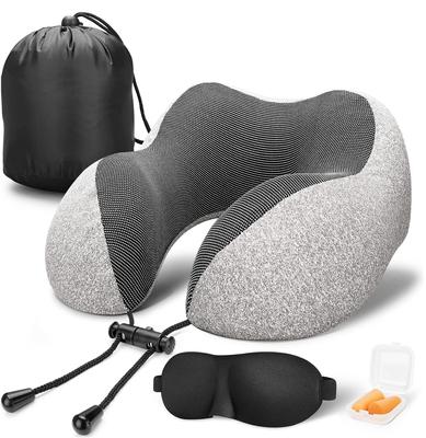 Travel Pillow Air Plane Sleep Memory Foam Relax Neck Support  Set Eye Mask