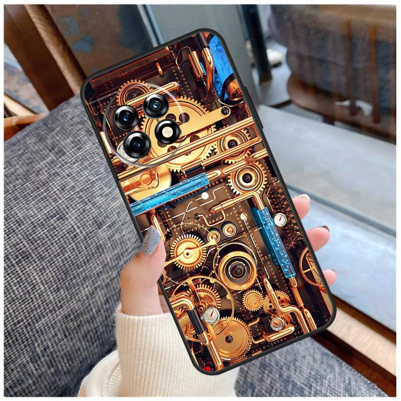 Steampunk Style Gears Levers Engine Case For OnePlus 15 13 12 11 10 9 Pro 13R 13T 12R 10T 8T Nord CE 5 2 3 4 Lite N20 N30 Coque