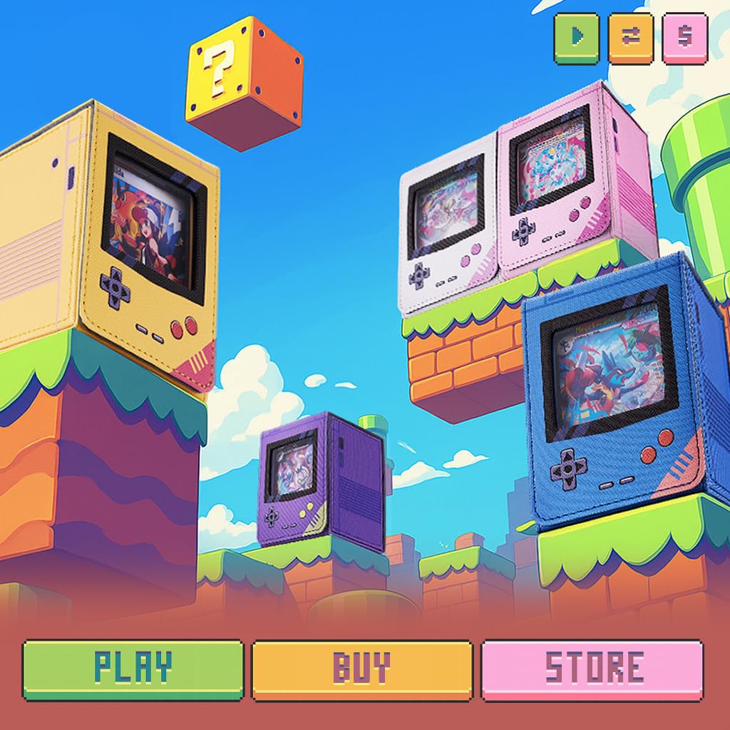 Game Console Deck Trading Card Display Holds 100 Vertical Two Cute Case, Case, Window, Cards, Double/Triple Sleeves, Storage, Dividers, Leather,