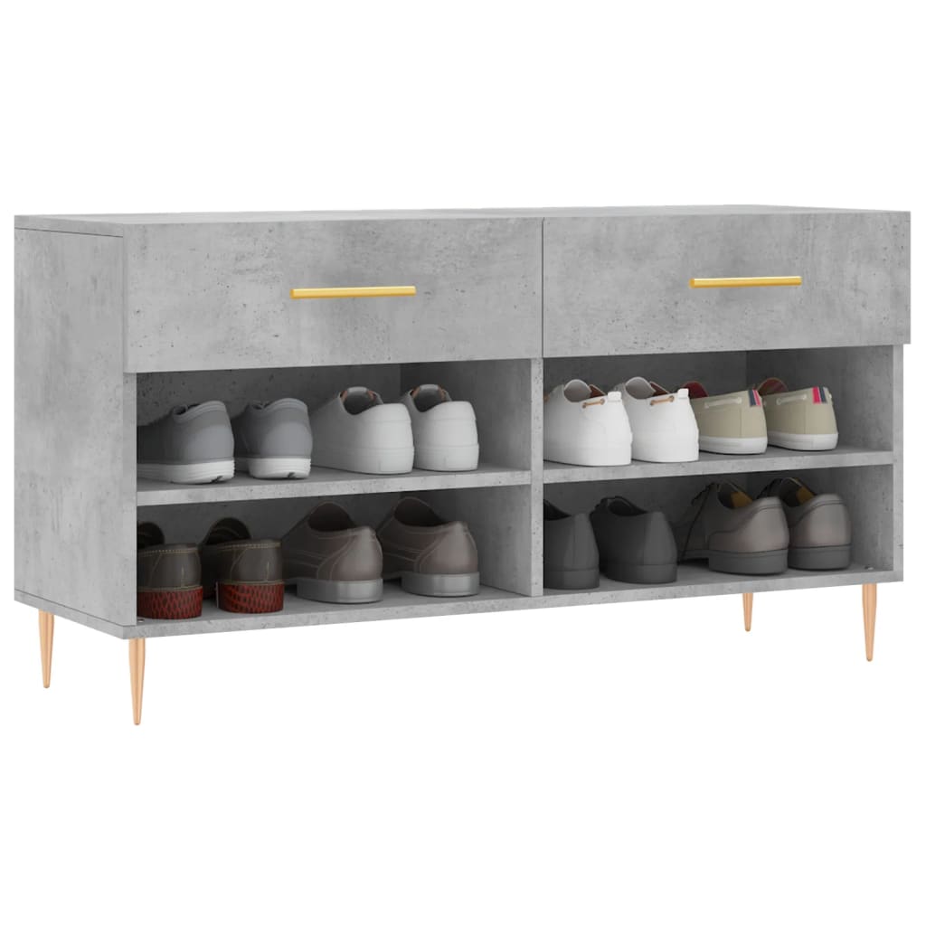 Shoe Bench Concrete Grey 102 X 35 X 55 Cm Particleboard