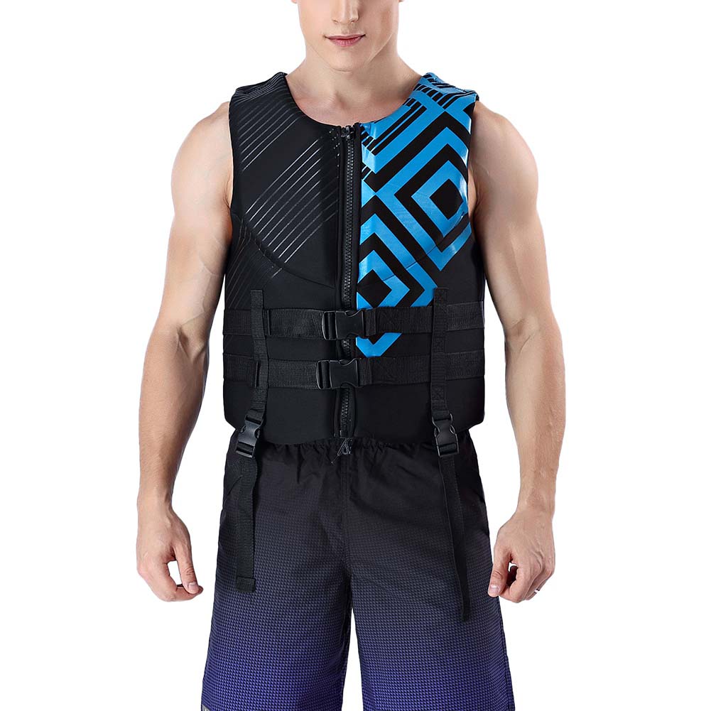 Kayaking Swimming Adult Safety Buoyancy Life Jacket Vest with Whistle(M)
