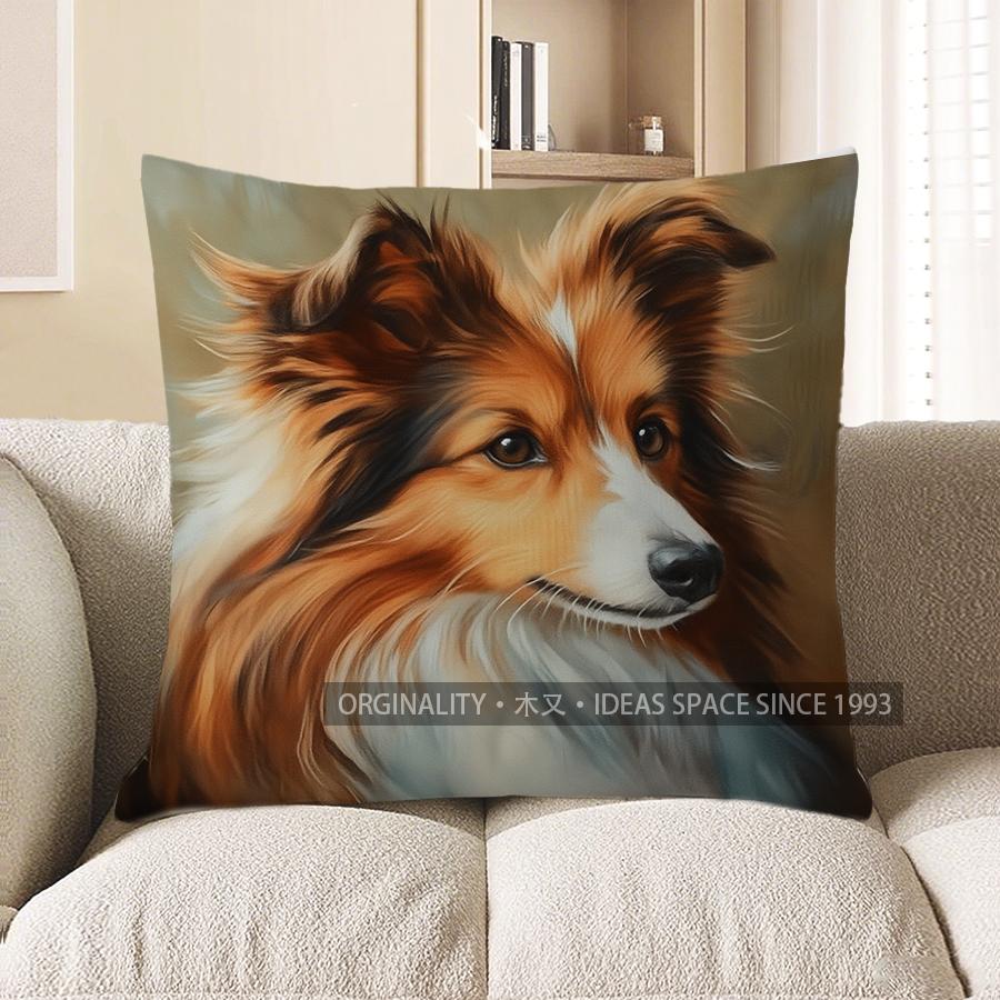 

Home Decor Cute Collie Dog Pattern Throw Pillow Cover Pattern Cushion Cover Suitable For Sofa Bedroom Car Pillow Cover 40x40cm