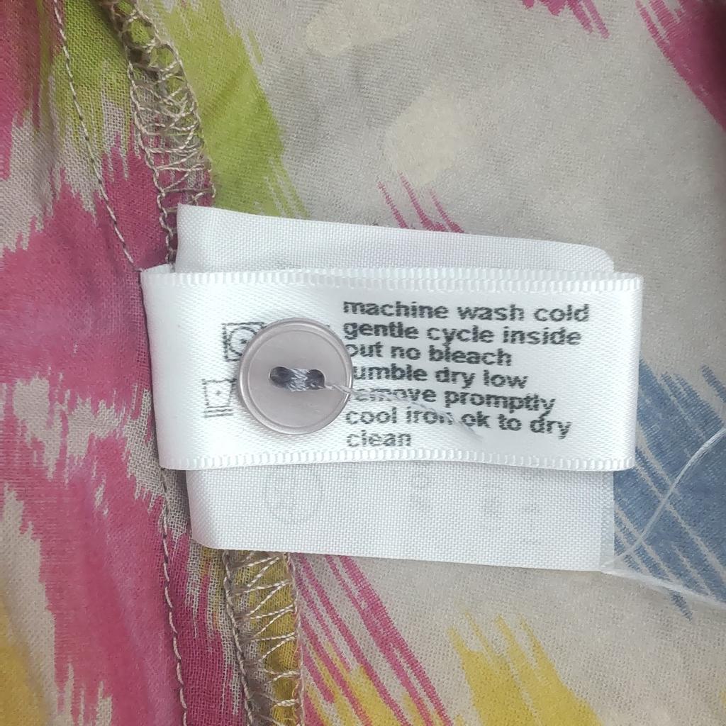 Excellent Condition USA three dots 3/4 Sleeve Dress XS Women Knee-Length Multicolor Sheer(USED)