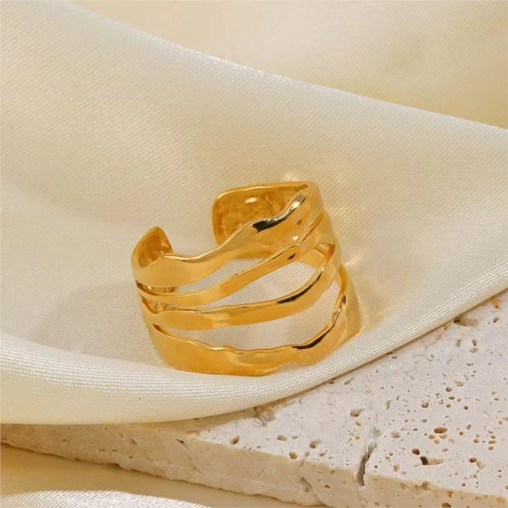 Adjustable Irregular Ring Open Women's Ring Creative Multi Layered Ring Gift