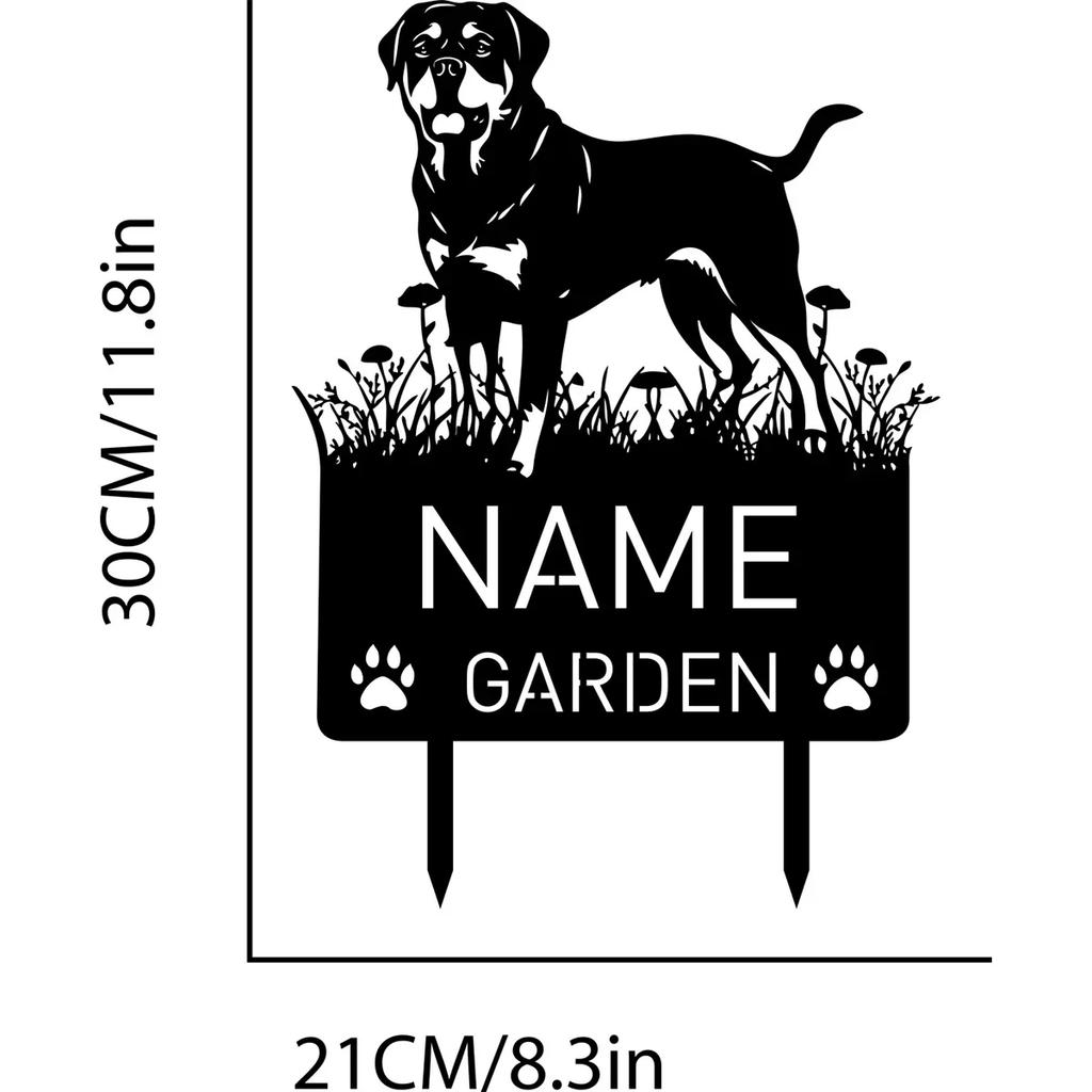 Personalized Rottweiler Dog Memorial Garden Stake Metal Pet Grave Marker Sympathy Gift