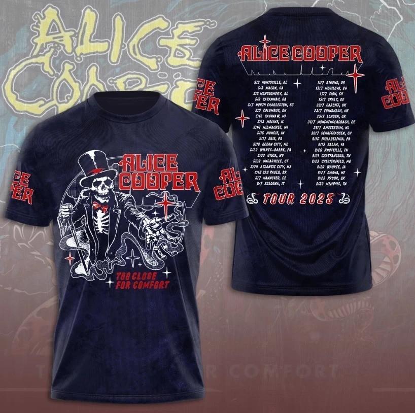 Alice Cooper Too Close For Comfort 2026 Tour 3D Aop T-Shirt M