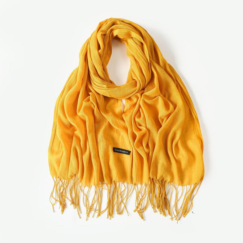 Trendy Niche Silk Scarf: Bamboo Yarn Tassel Shawl for Women