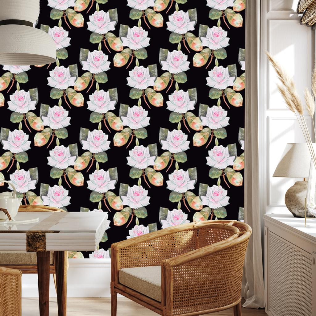 Painted Roses Vintage Wallpaper for Living Room and Bedroom 50x1000
