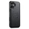 SUTENI H19 For iPhone 16 Plus Magnetic Case Carbon Fiber Texture Leather Back Cover with Card Bag