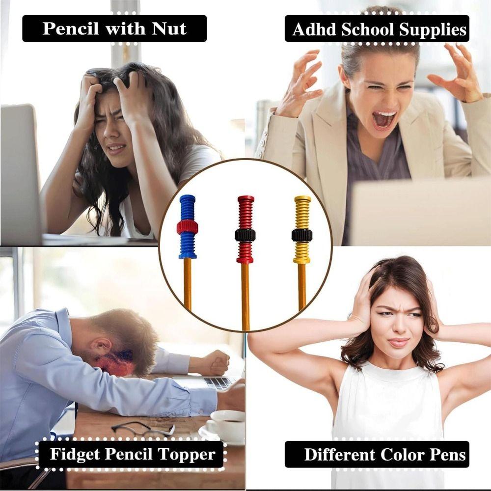 Stress Relief Threaded Pencil Case Relieve Anxiety Rotating Pen Cap  for School Office Home