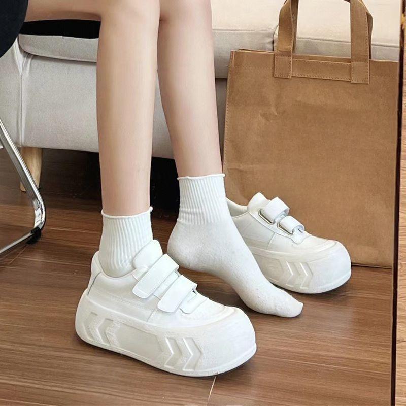 Scarpe con Zeppa Aumento Altezza Velcro Scarpe Casual Punta Tonda Scarpe Versatili Scarpe a Testa Larga e Scarpe da Skateboard