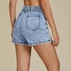 High Waist Denim Skort for Women Casual Asymmetrical Overlap Design Stretchy Fabric Mini Skirt Shorts for Daily Wear