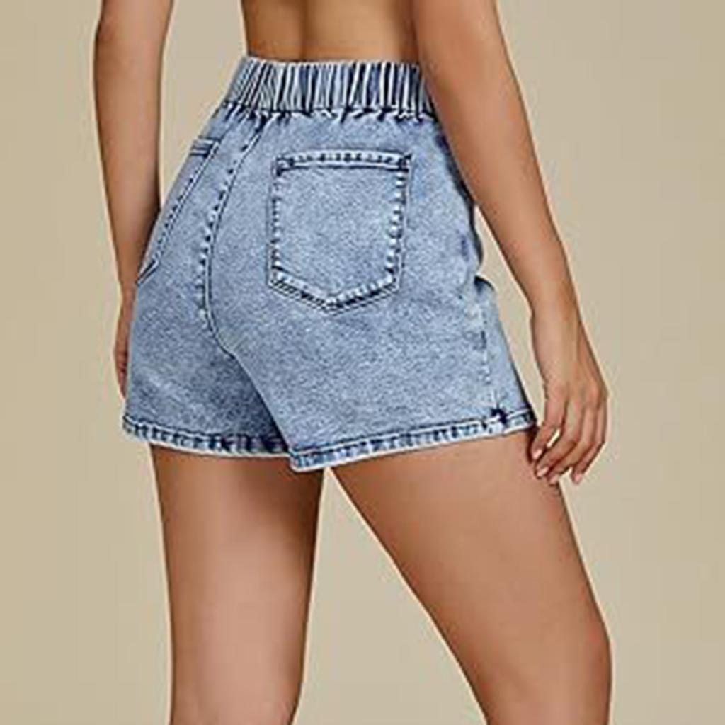 High Waist Denim Skort for Women Casual Asymmetrical Overlap Design Stretchy Fabric Mini Skirt Shorts for Daily Wear