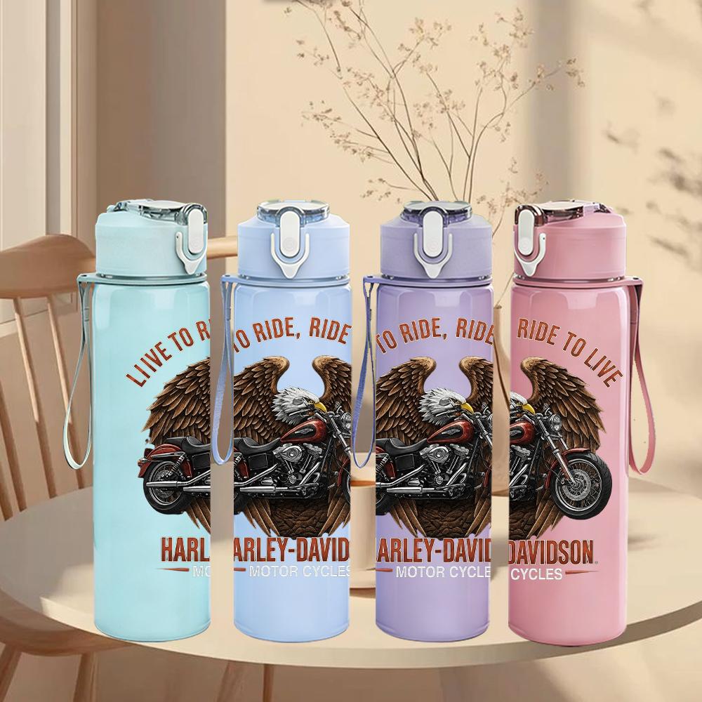 1PC Retro Eagle Skull Circular Band Logo Print 750ml Portable Sports Water Bottle Leakproof Gym Outdoor Travel Drink Cup
