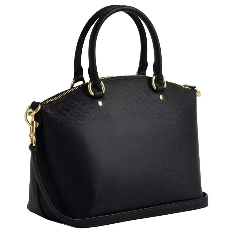 Coach Sadie 30 Umhängetasche Mit Goldfarbenen Metallakzenten Aus Genarbtem Leder Damen Handtaschen Schwarz CCM70-IMBLK