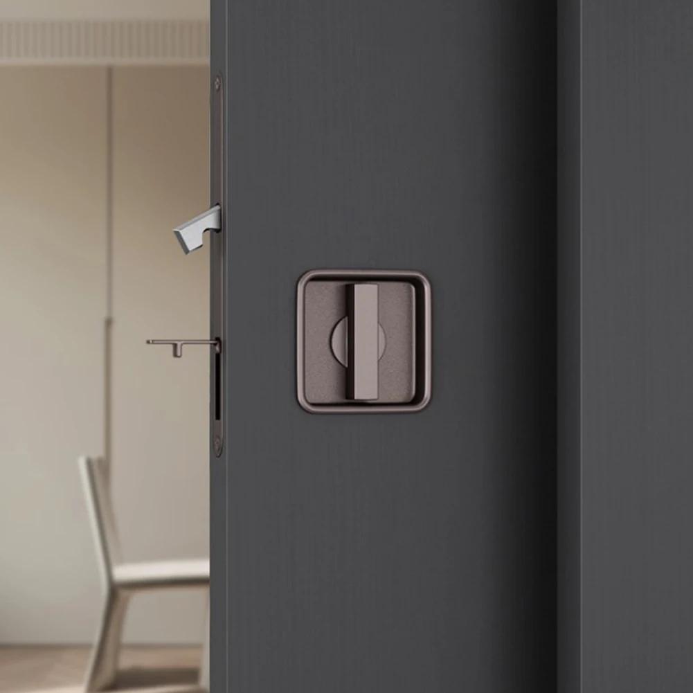 Sliding Door Lock Invisible Recessed Handle Latch Zinc Alloy Window Locks Anti-Theft Safety Bedroom Wood Gate Lock Hardware
