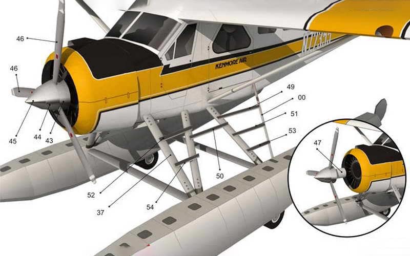 DIY CAN Beaver Float Seaplane 3D Paper Model Airplane Model 1/32 DHC-2 (Unassembled Kit)