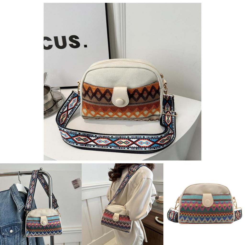 Ethnic Style Fashion Shoulder Bag 2024 Spring New Simple Large Retro Single Shoulder Slant Small Square Bag Blue