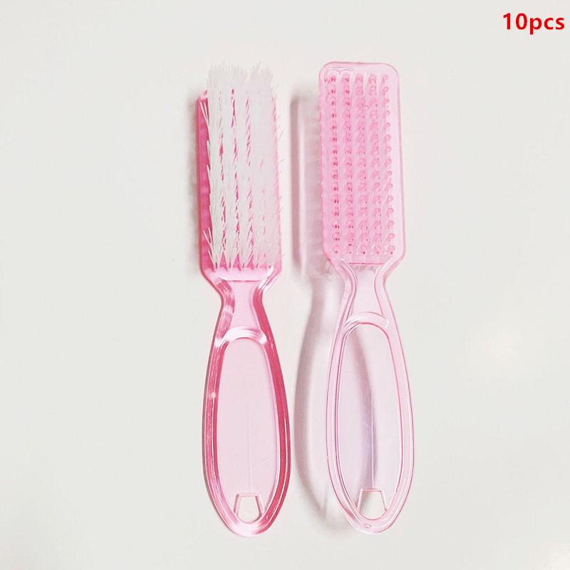 Čisticí štětce na nehty Průhledné dlouhé držadlo Měkké štětce na nehty Multifunkční pětibarevné nástroje na manikúru a pedikúru