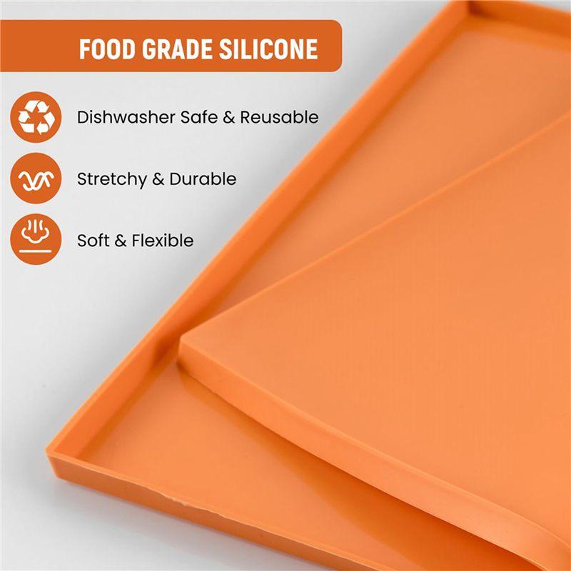 A84X-12X Silicone Dehydrator Trays For Making Fruit Leather, Non Stick Dehydrator Trays With Raised Edge Reusable Mats