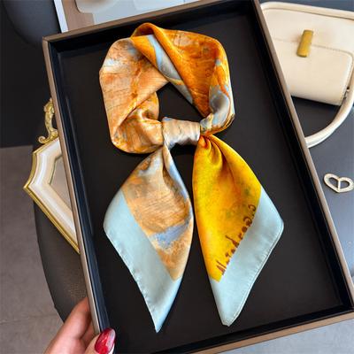 Luxuriöses quadratisches Seidengefühl-Tuch für Damen, bedrucktes Satin-Halstuch, Frühlings-Haarband, Foulard, Bandana, Echarpe, Krawatte, Schal, Wickeltuch