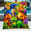Dinosaur Jungle Friends Pattern Flannel Blanket Soft Warm All-Season Blanket Suitable for Sofa Bed Office Shawl Camping and Travel