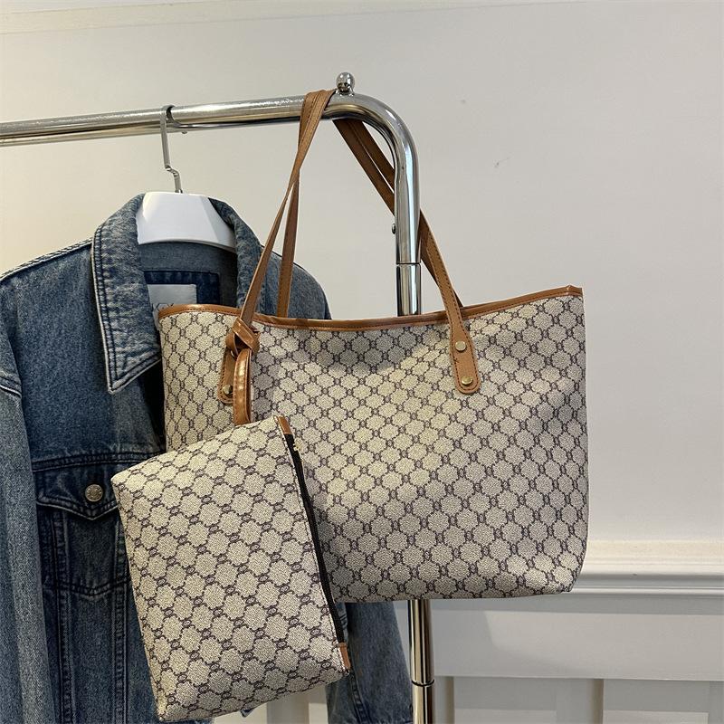 Tote bag shoulder bag lazy style retro large capacity fashion printed commuter bag temperament versatile vegetable basket bucket bag