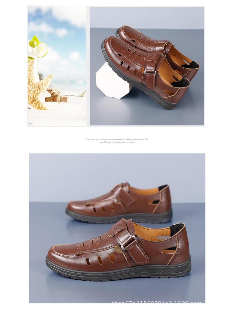 Pánské všestranné nízké prodyšné ležérní sandály TEMU s měkkou koženou podrážkou