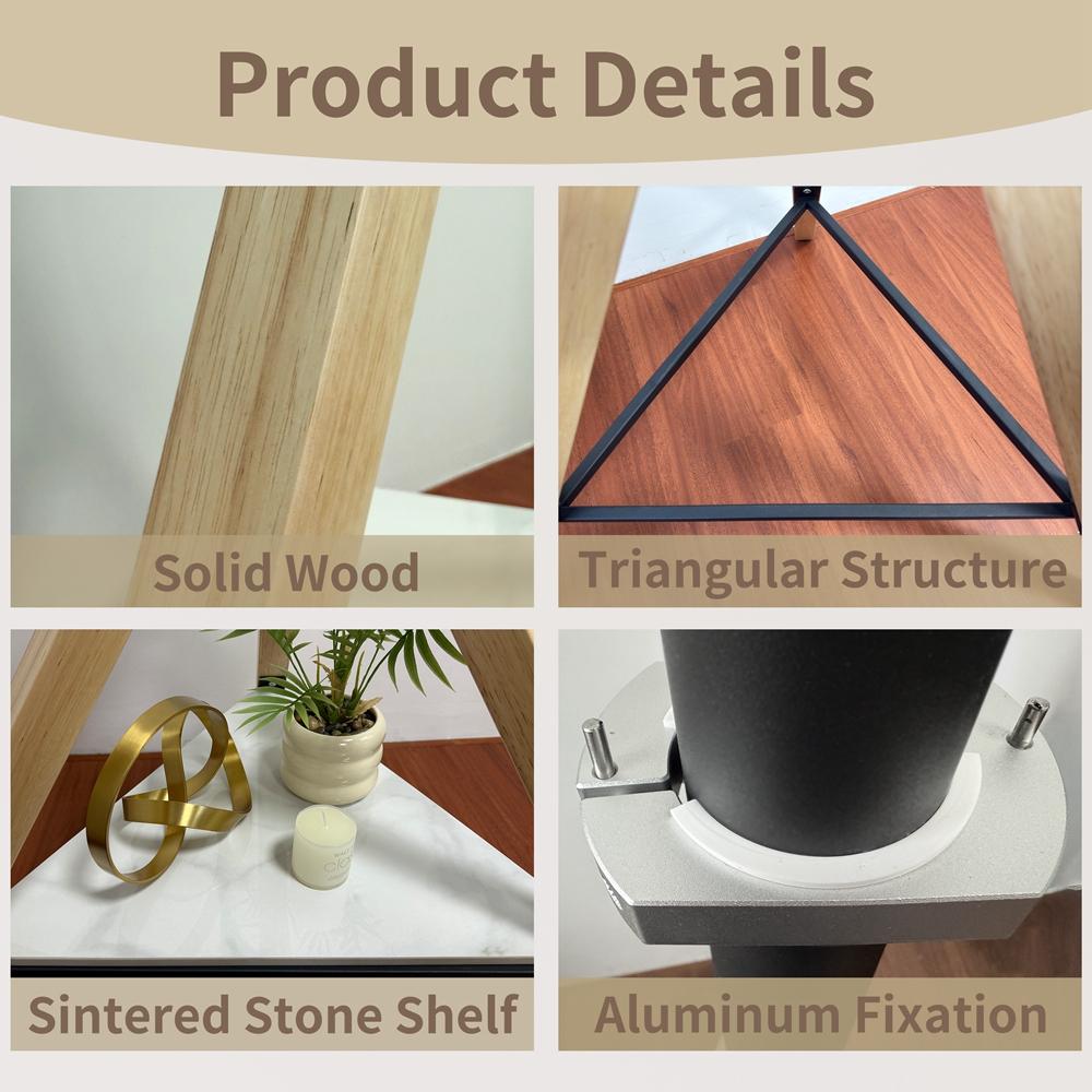 Corner TV Floor Stand with Sintered Stone Shelf Height Adjustable Tripod TV Mount for 40-75 Inches