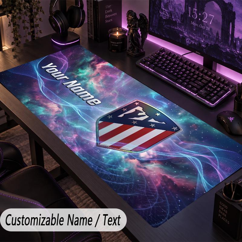 Custom Text Big Mousepad, Extended Desk Pad For Laptop Work GameAtletico Madrid FC