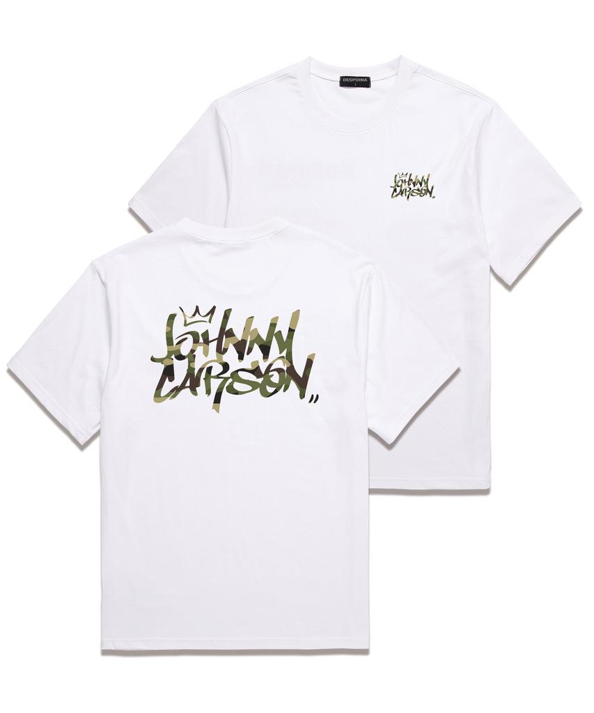 JOHNNY CARSON Classic Graffiti Logo Short Sleeve T-Shirt (Jcss102) White/Camo (Type A)