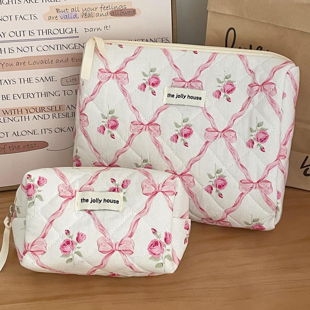 Vintage Butterfly Bow Flower Toiletry Bag With Soft Polyester Material For Daily Use
