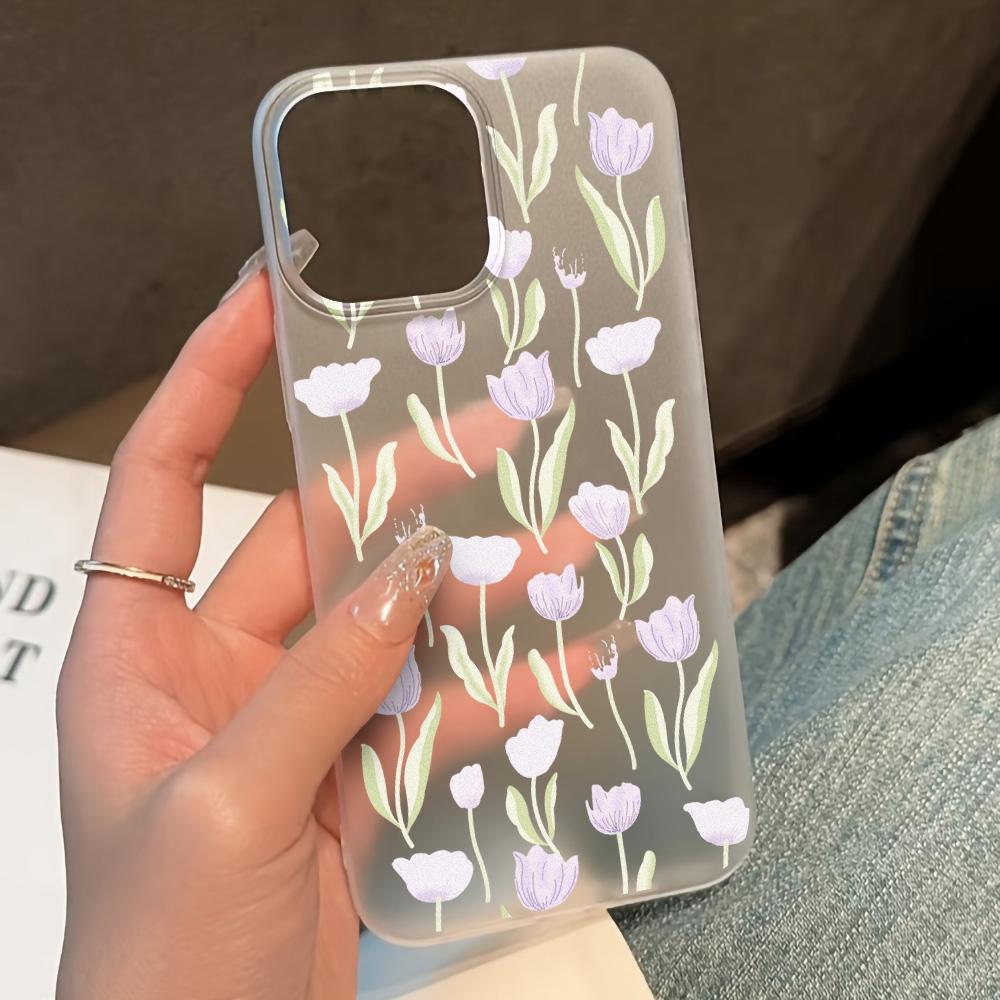 Soft TPU Transparent Flower  Phone Case for iPhone 11 Funda iPhone 13 14 15 Pro Max Plus 12 Mini 13pro 15pro 14pro Matte Covers