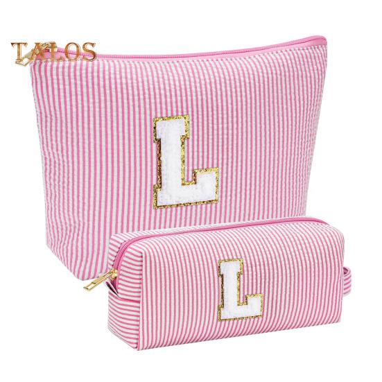 

2 шт. косметички для хранения, косметичка с заглавными буквами, застежка-молния, водонепроницаемая, большая емкость, органайзер для косметики L