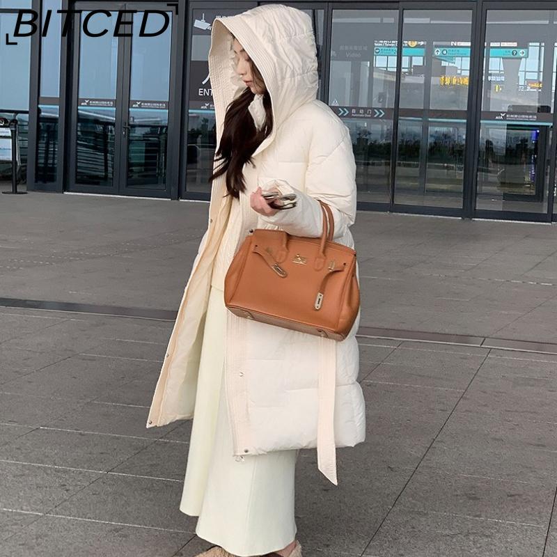 BITCED Women's Down-Filled Cotton Coat - Autumn/Winter Mid-Length, Elegant and Tailored, Knee-Length, Thickened Outerwear