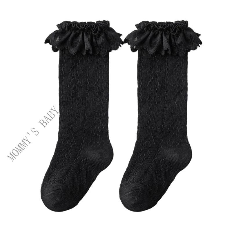

Girls Knee Length Socks for 0-3 Year, Lovely Ruffled Socks Long Tube Socks for Stage Performances and Parties S
