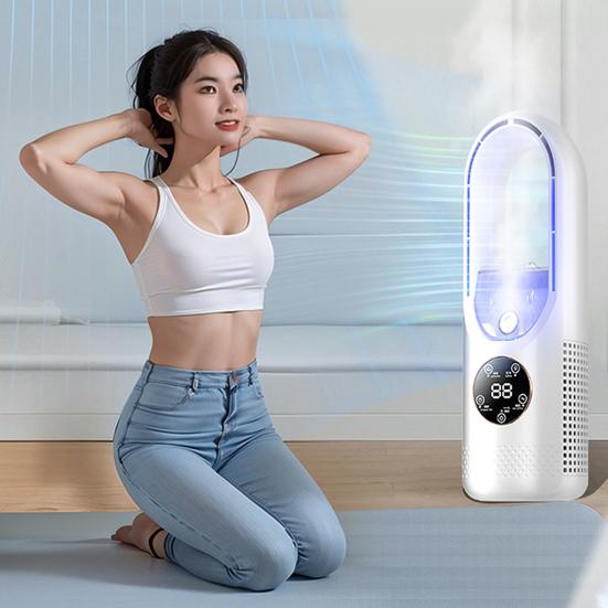 Cooling Fan Personal Mini Air Conditioner Digital Display 6 Wind Speeds Energy-Saving Blade-Free Silent Portable Air Conditioner
