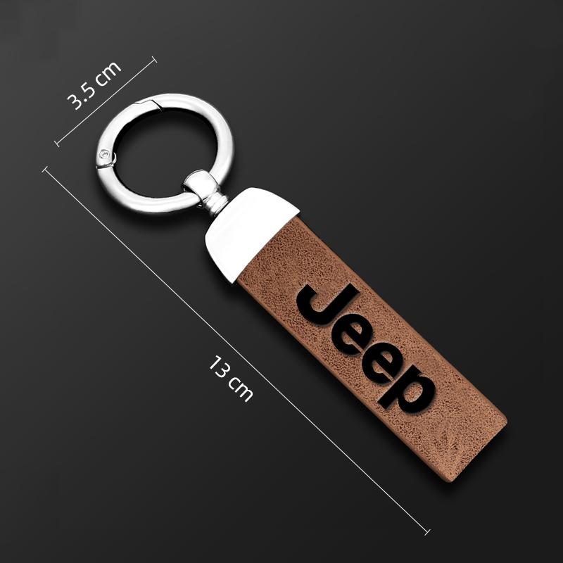 För Jeep Bil Vintage Läder Nyckelring Ring Zinklegering Kedja Nyckel För Jeep Grand Cherokee Wrangler JK Gladiator Compass Renegad