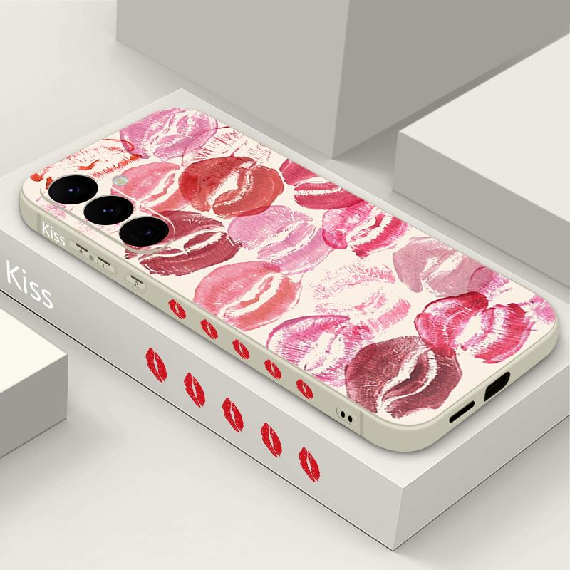 Coque Mode Motif Baisers Lèvres Pour Samsung Galaxy S26 S25 Ultra S24 S23 S22 Plus S21 FE A15 A16 A17 A35 A36 A54 A55 A56 5G Coque Souple