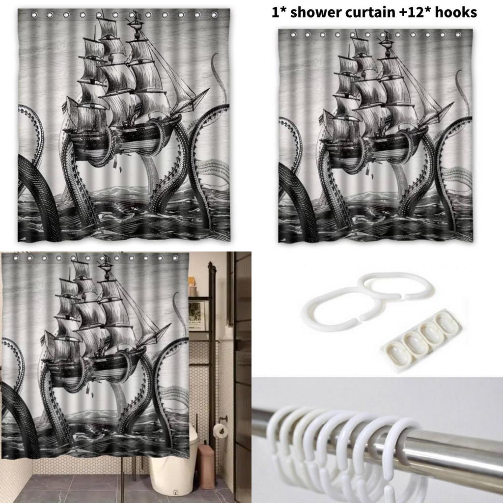Polyester Shower Curtain With Custom Logo And Pattern For Bathroom Decor