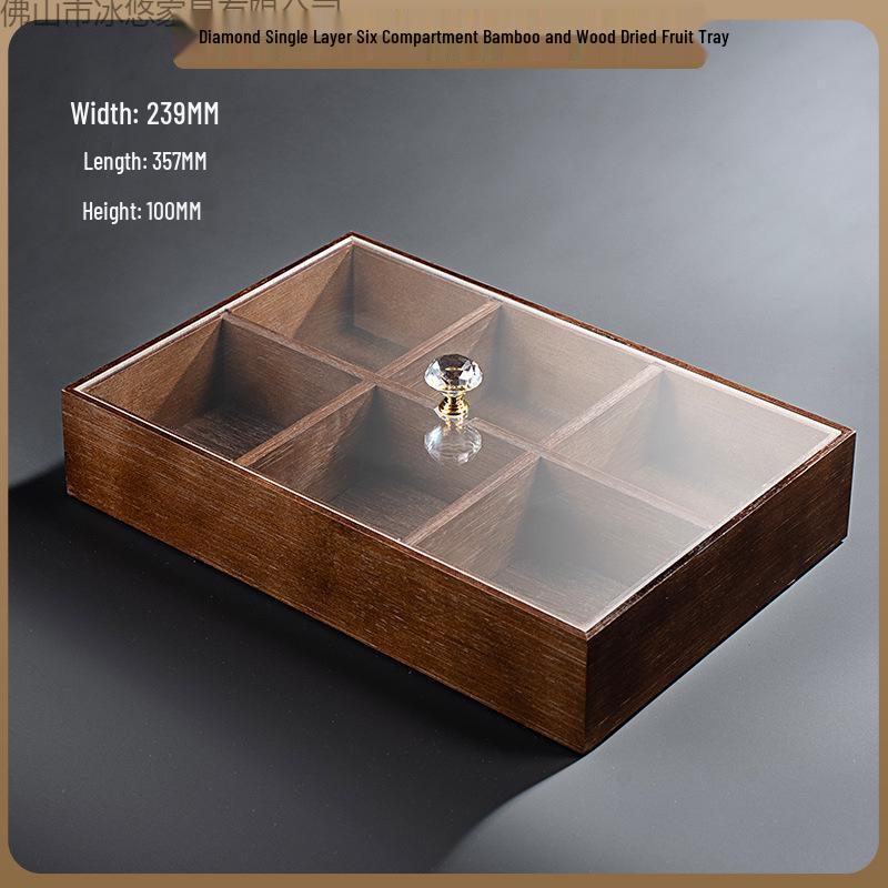 Elegant Wooden Fruit and Snack Storage Box with Lid and Dividers