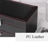 Classic Watch Box PU Leather Jewelry Organizer Travel Display Case for Men /Women,4 Slots Magnetic Top,Black
