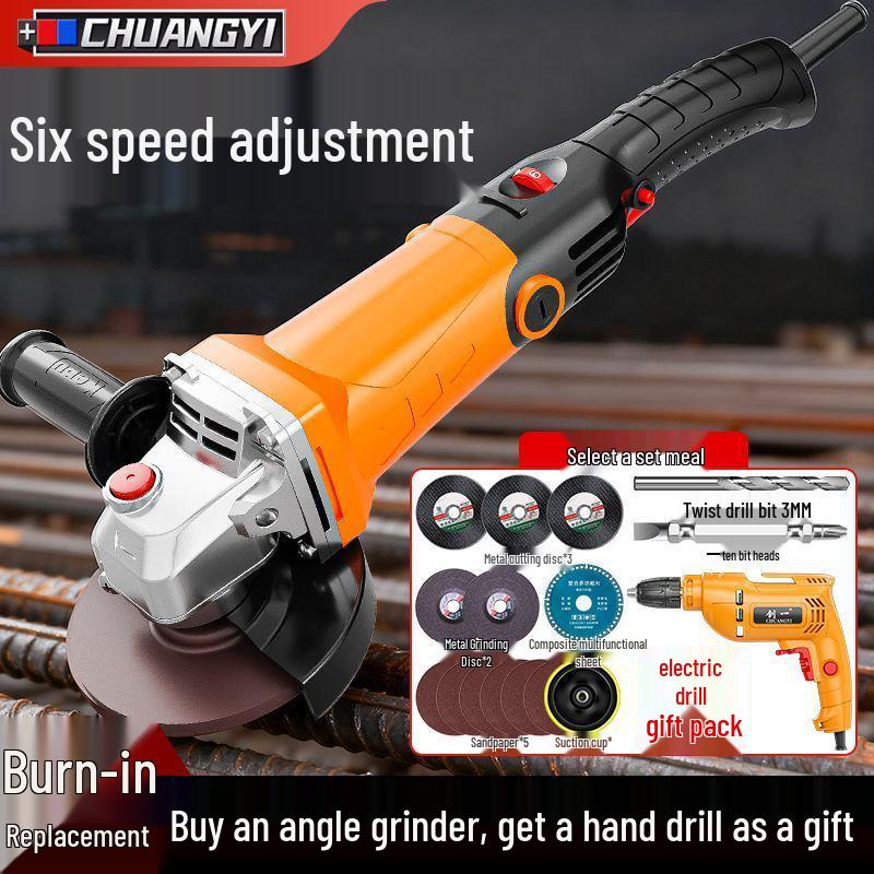 Multi-functional Adjustable Speed Angle Grinder with Long, Slim Handle for Grout Removal, Slotting, Polishing, and Rust Removal