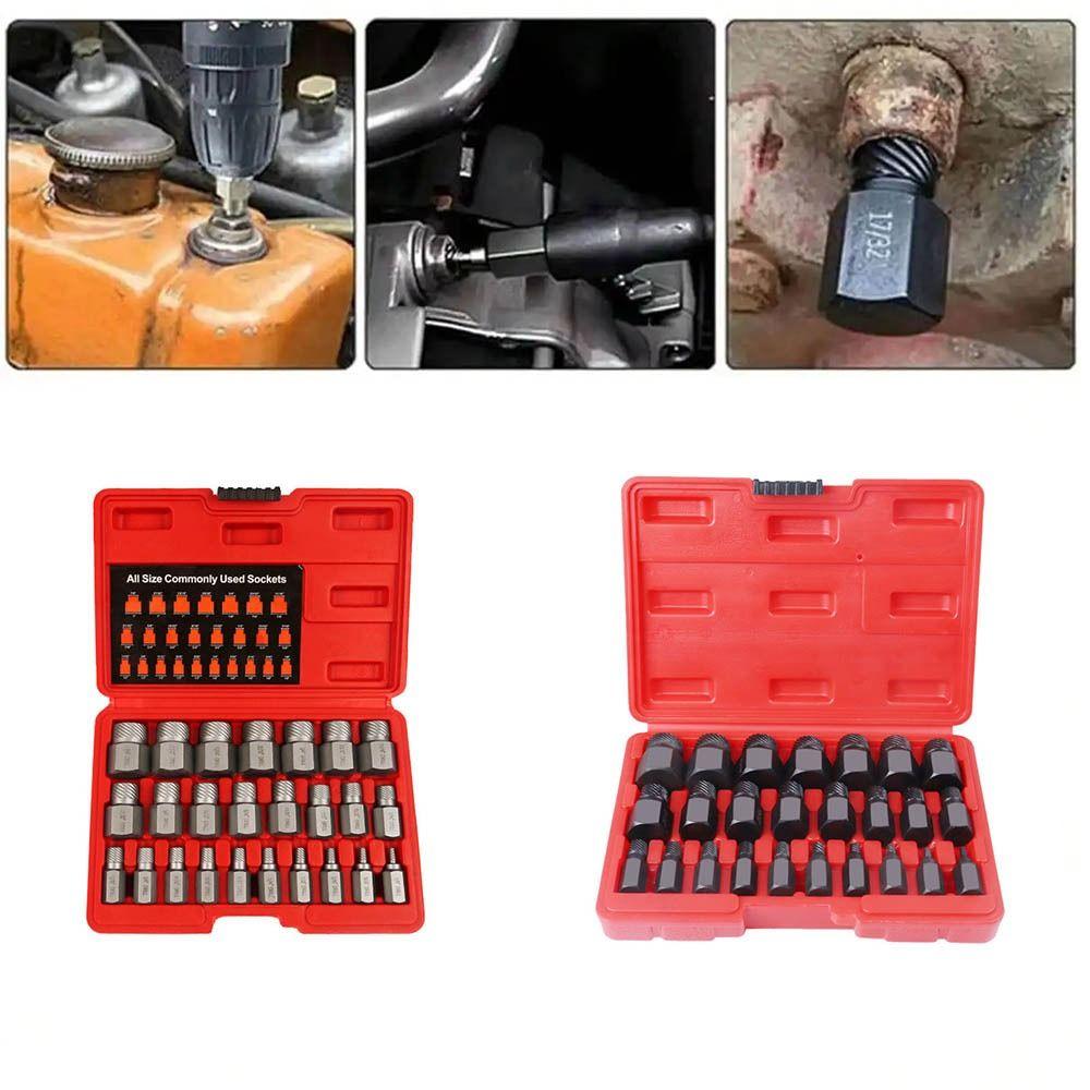 25Pcs Easy Out Bolt Extractor Set Multi-Spline Screw Remover Set Removing Stripped