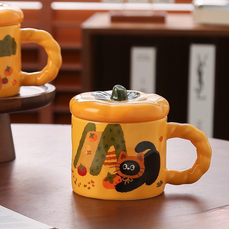 

Кружка Ins Высококачественная керамическая чашка с крышкой Милый подарок на день рождения Офисная девушка Сувенирная чашка для воды 380ml